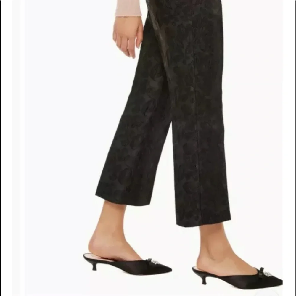 Kate Spade black metallic jacquard flare pant Size 4